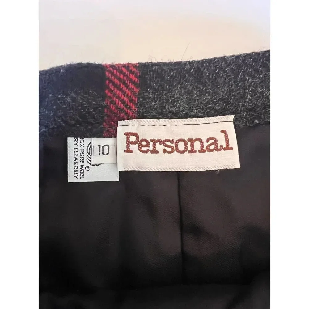 Vintage 100% wool red black plaid pleated skirt‎ size small medium